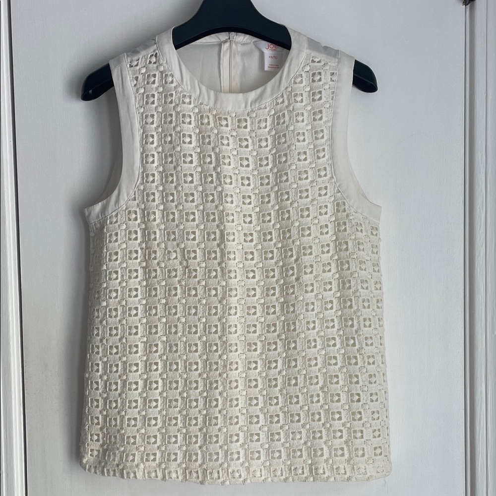Joe Fresh Ivory Crochet Front Sleeveless Blouse XS